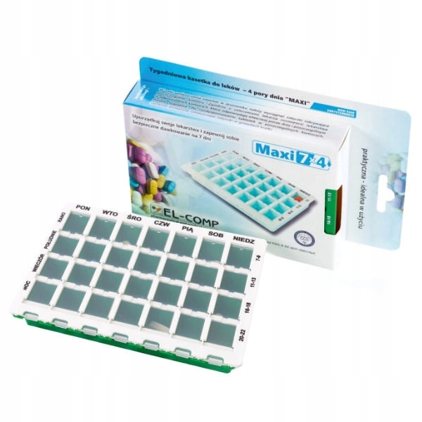 

Kasetka tygodniowa na leki 4 przegródki na dobę