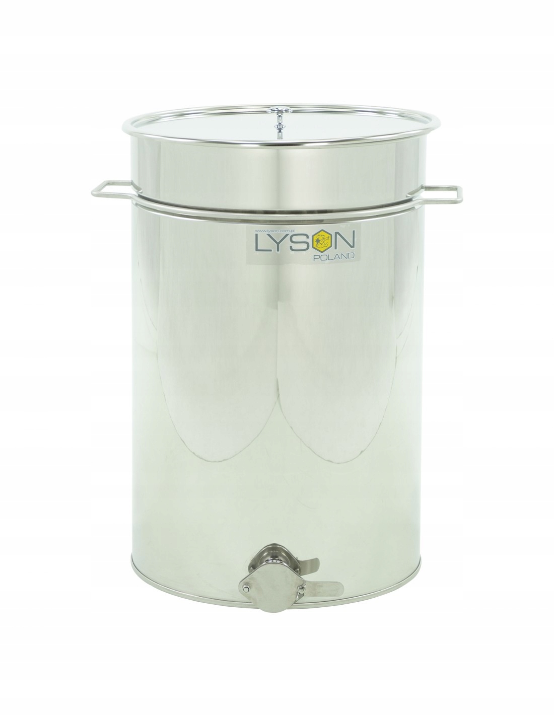 Oddeľovač medu 70L nerezový s držadlami 7035NU ventil 6/4" Łysoń