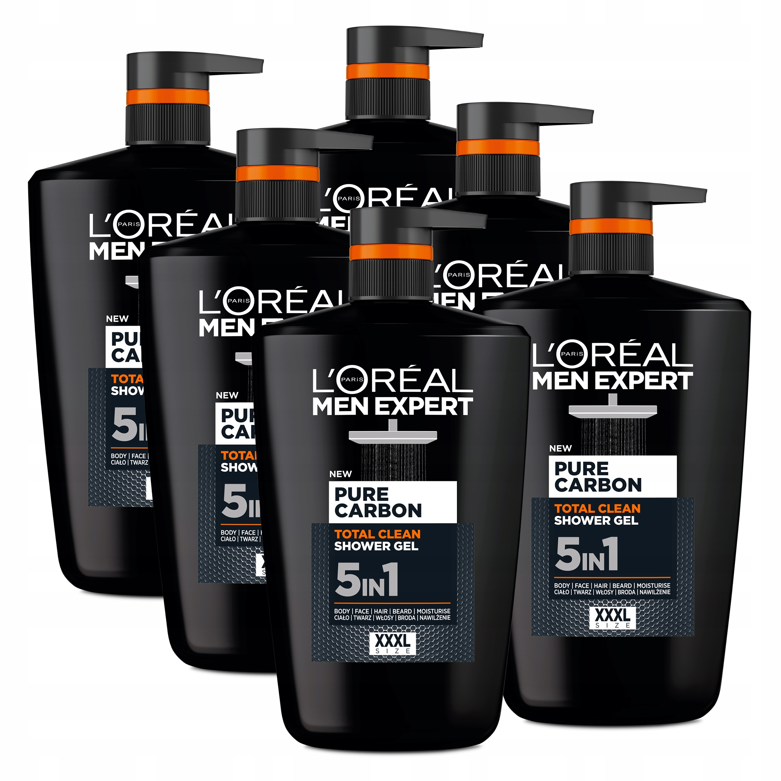 Zestaw L'Oréal Men Expert Pure Carbon 5W1 Żel pod Prysznic z Węglem 6x 1L
