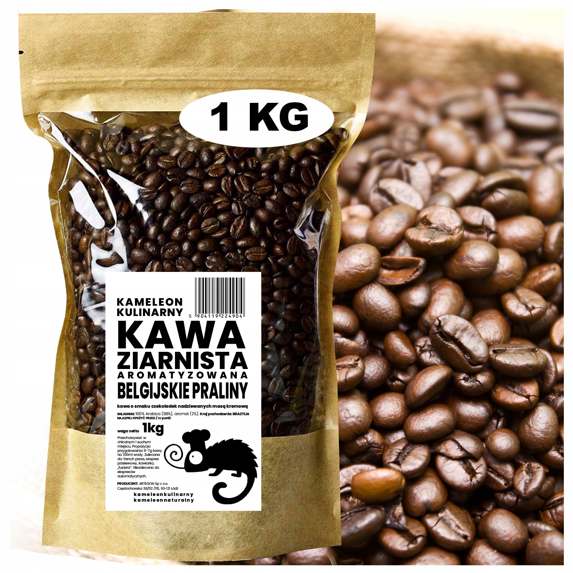 Kawa Smakowa ziarnista aromatyzowana Belgijskie Praliny 1kg