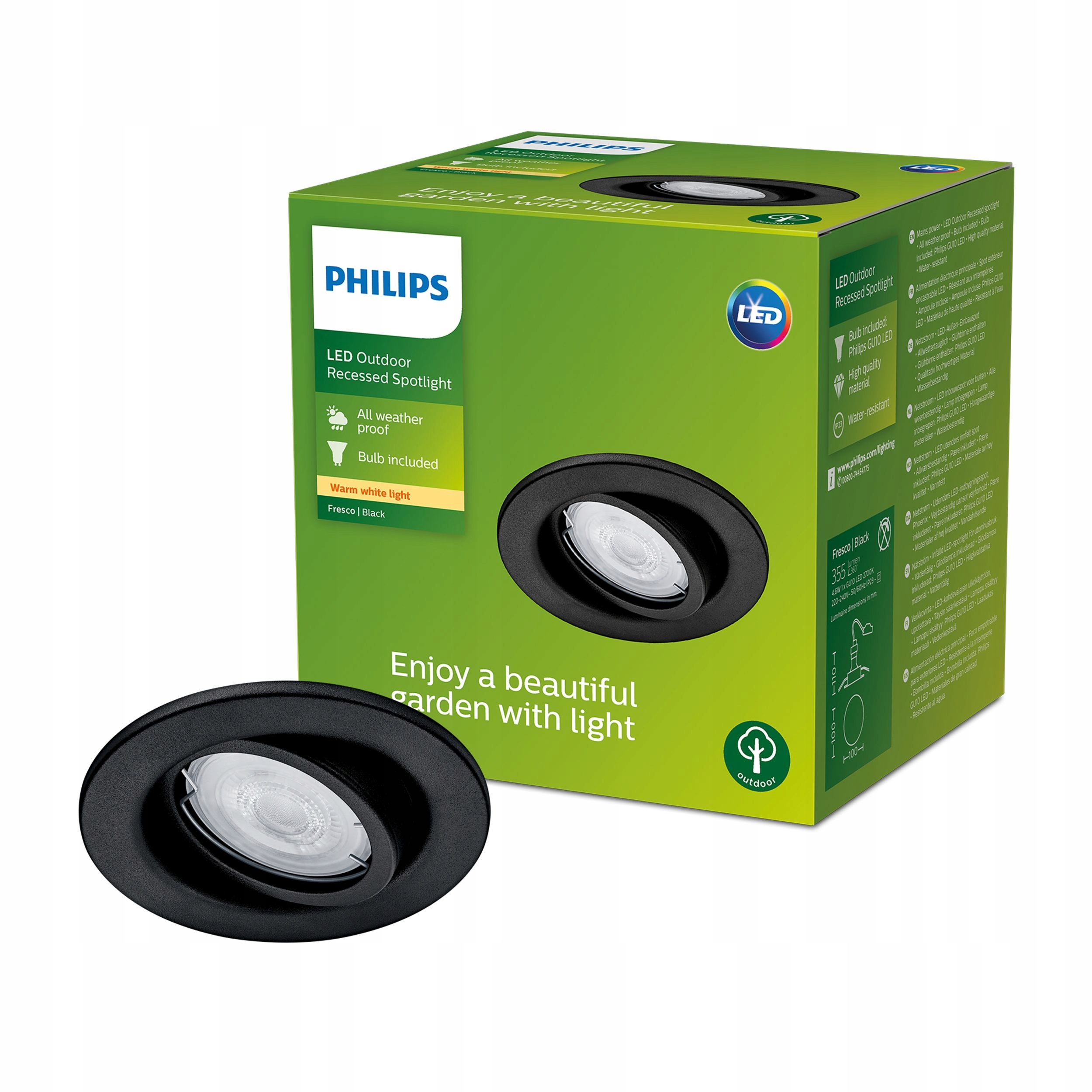 Oprawa Podtynkowa Punktowa GU10 Czarna Oczko Spot Fresco Philips