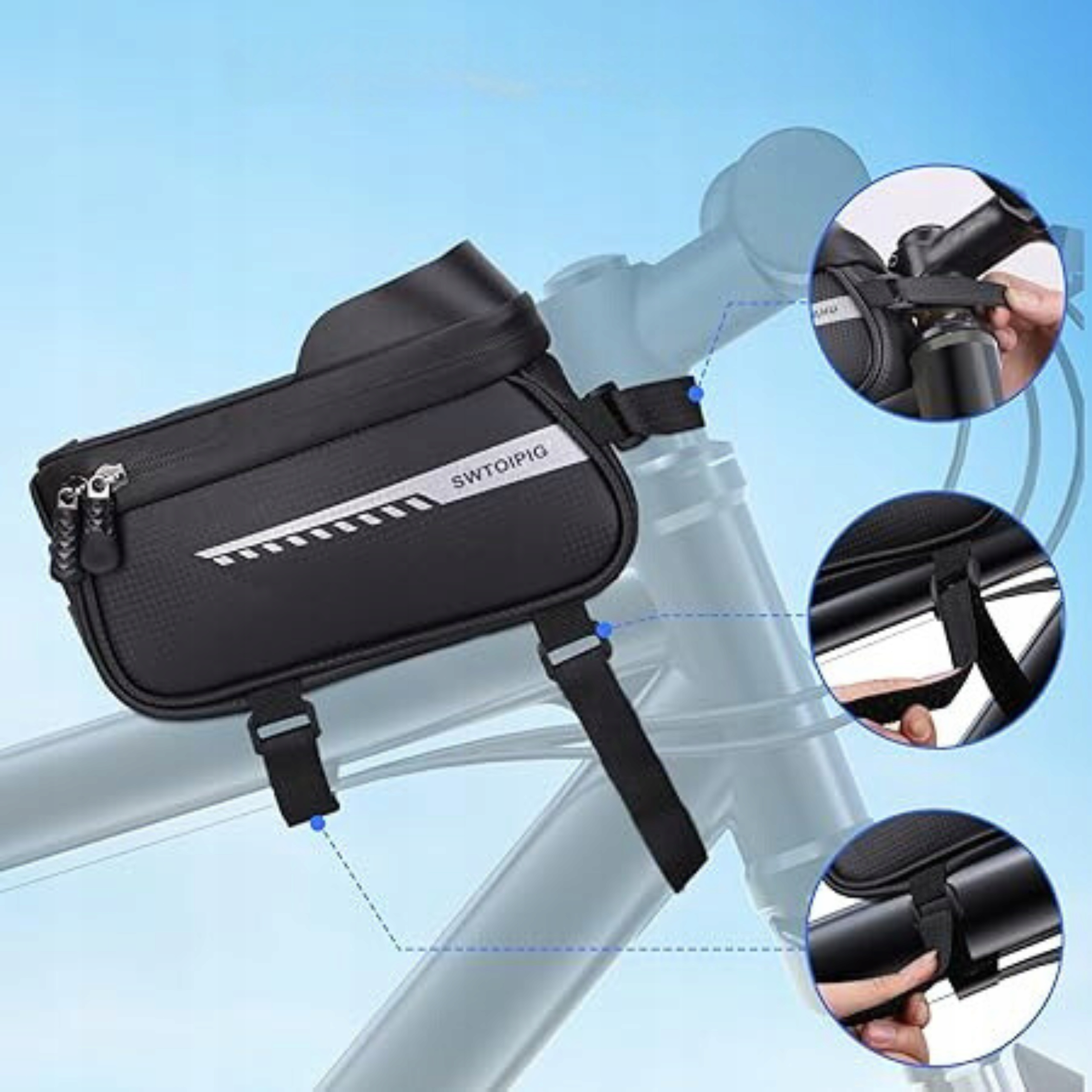 WODOODPORNA TORBA ROWEROWA POKROWIEC NA TELEFON UCHWYT NA ROWER SAKWA ETUI Pojemność 1 l