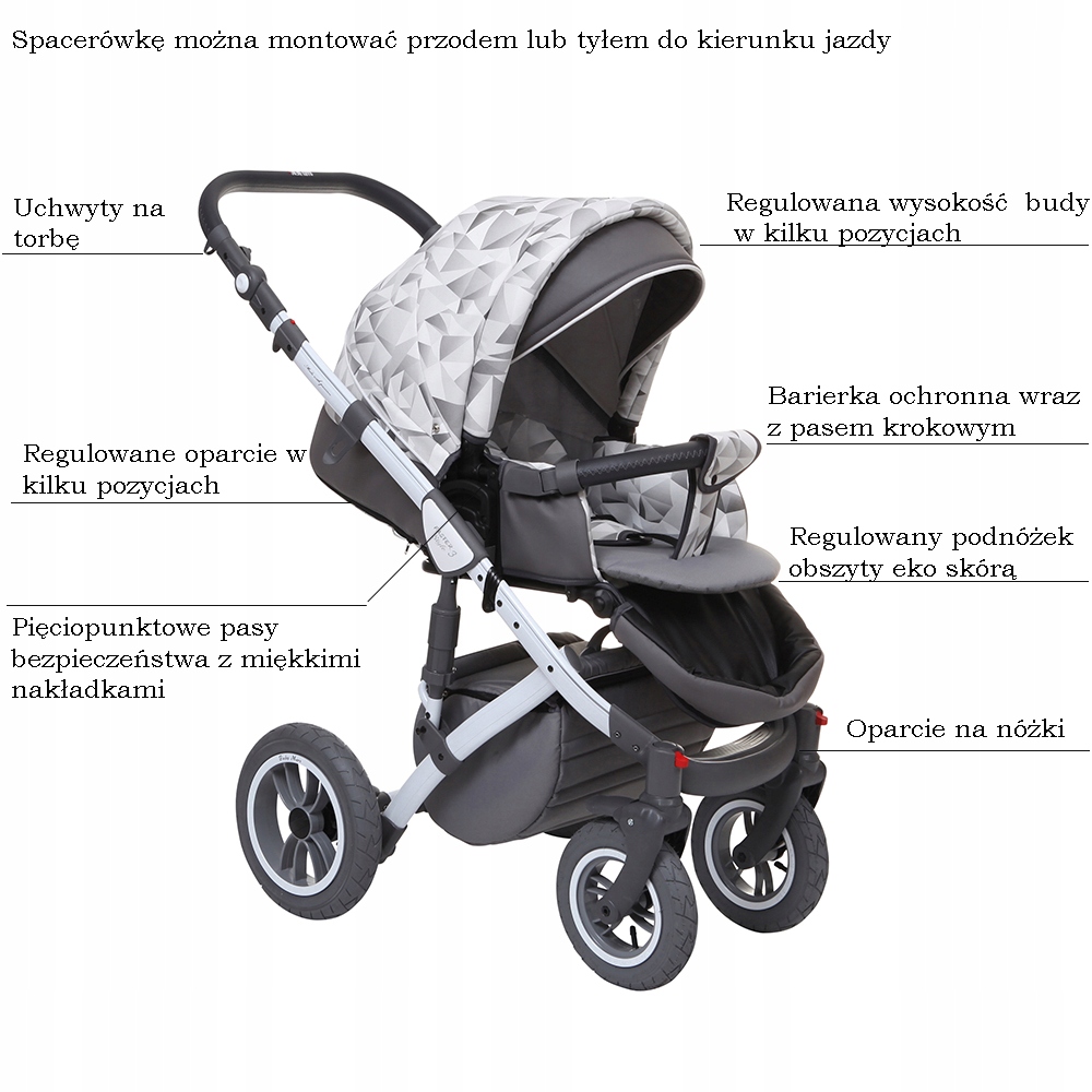 Wózek Baby Merc Faster Style 3w1 pudrowy róż 91C Stelaż Aluminiowy