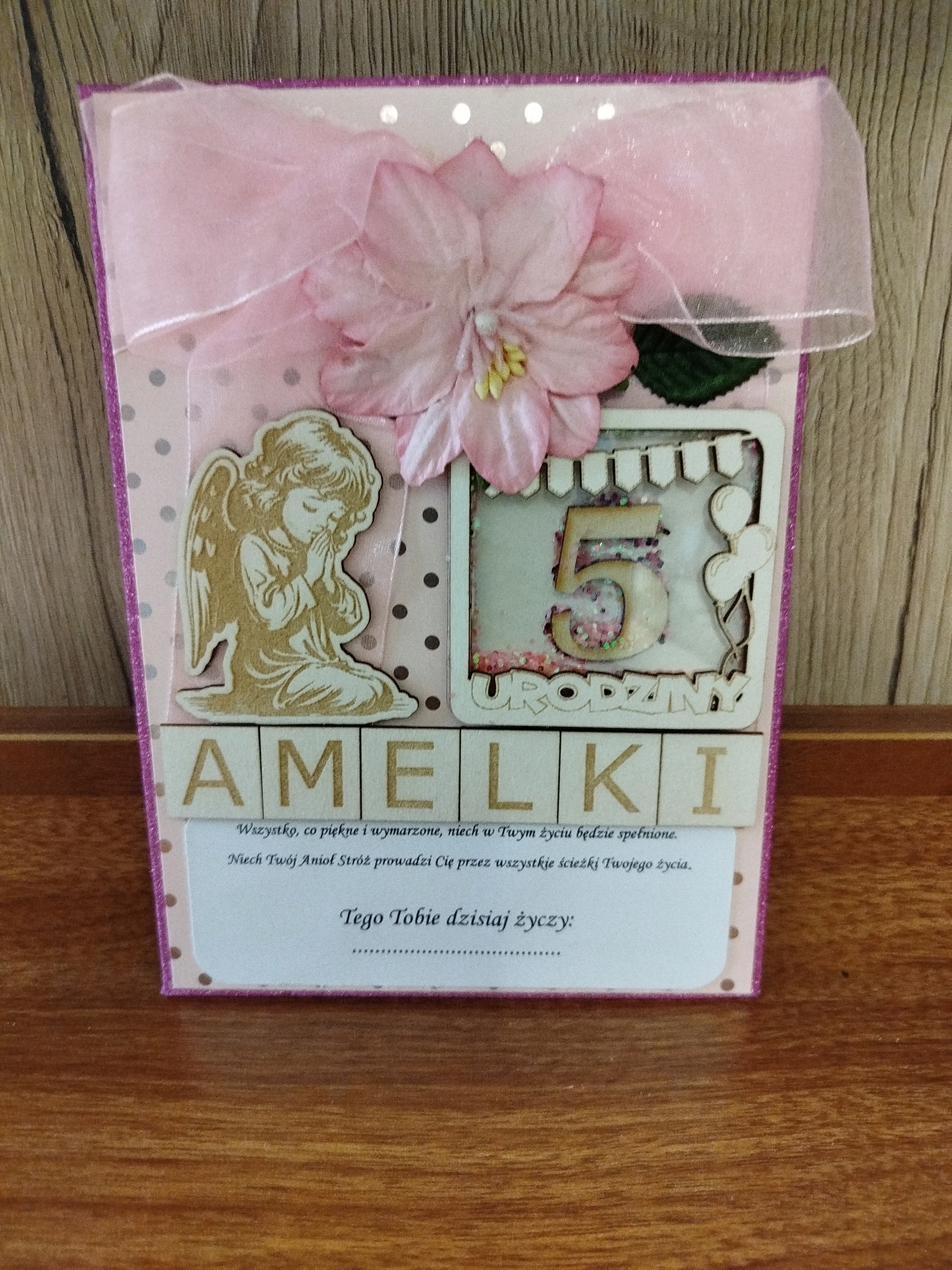 Ručně vyráběné přání k 5. narozeninám personalizované jméno Amleka
