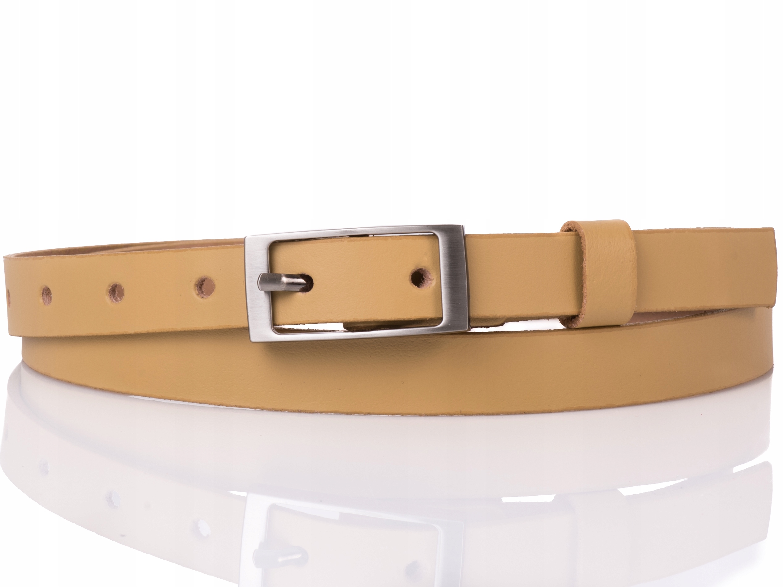 Damski SKÓRZANY pasek 2cm Żółty |70obw Rodzaj klamry klasyczna