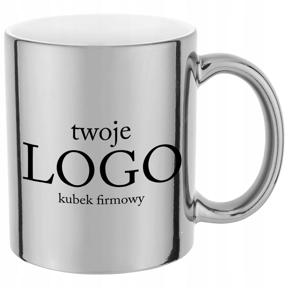 

Kubek Srebrny Błyszczący Twoje Logo do Firmy Salon