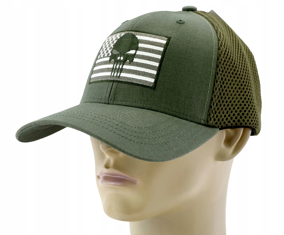 Kšiltovka pro muže a mládež Vlajka Usa Lebka 57-59 Cm na gumičce Výšivka