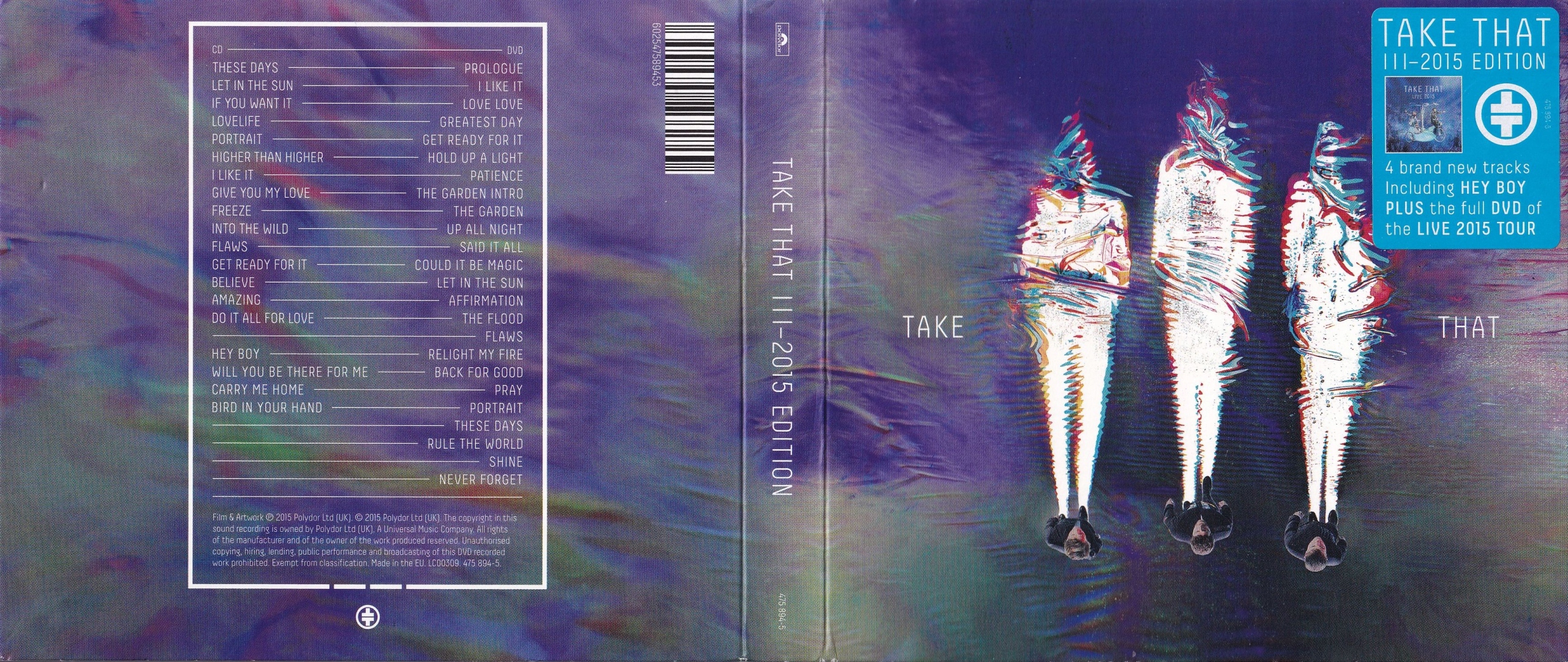 TAKE THAT III 2015 EDITION 1CD 1DVD LIVE TOUR LIM. Seria STUDIO ALBUM + DVD LIVE TOUR 2015