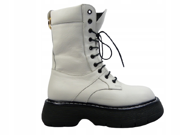 popelavě bílé kotníkové boty workery dámské šněrovací kožené boty Karino 38