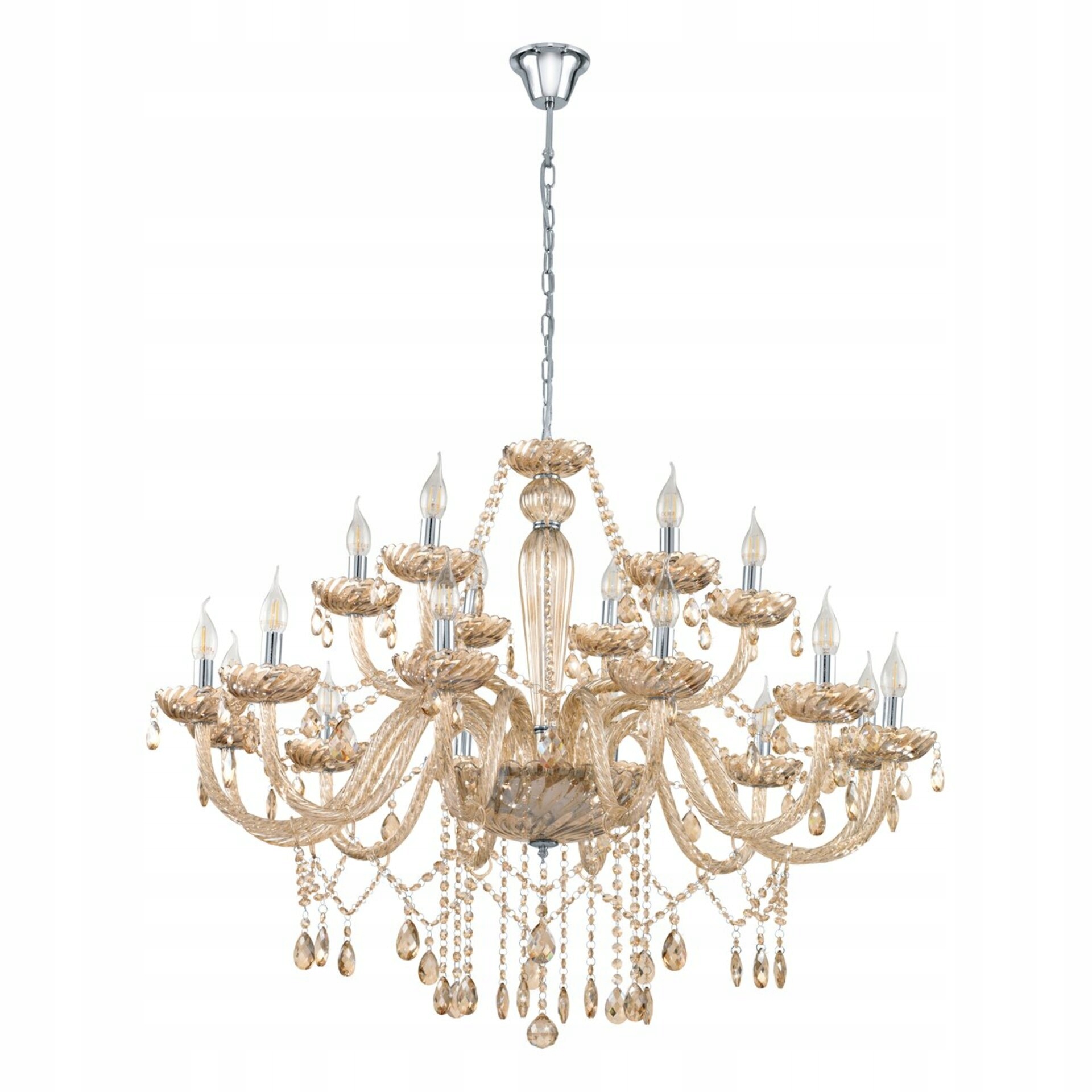 Krištáľový luster Eglo Basilano 18xE14 chróm béžová 100cm