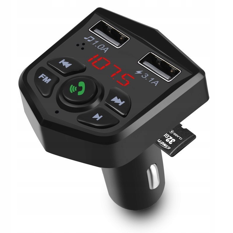 Transmiter Bluetooth FM Ładowarka USB Kod producenta BC803-Black