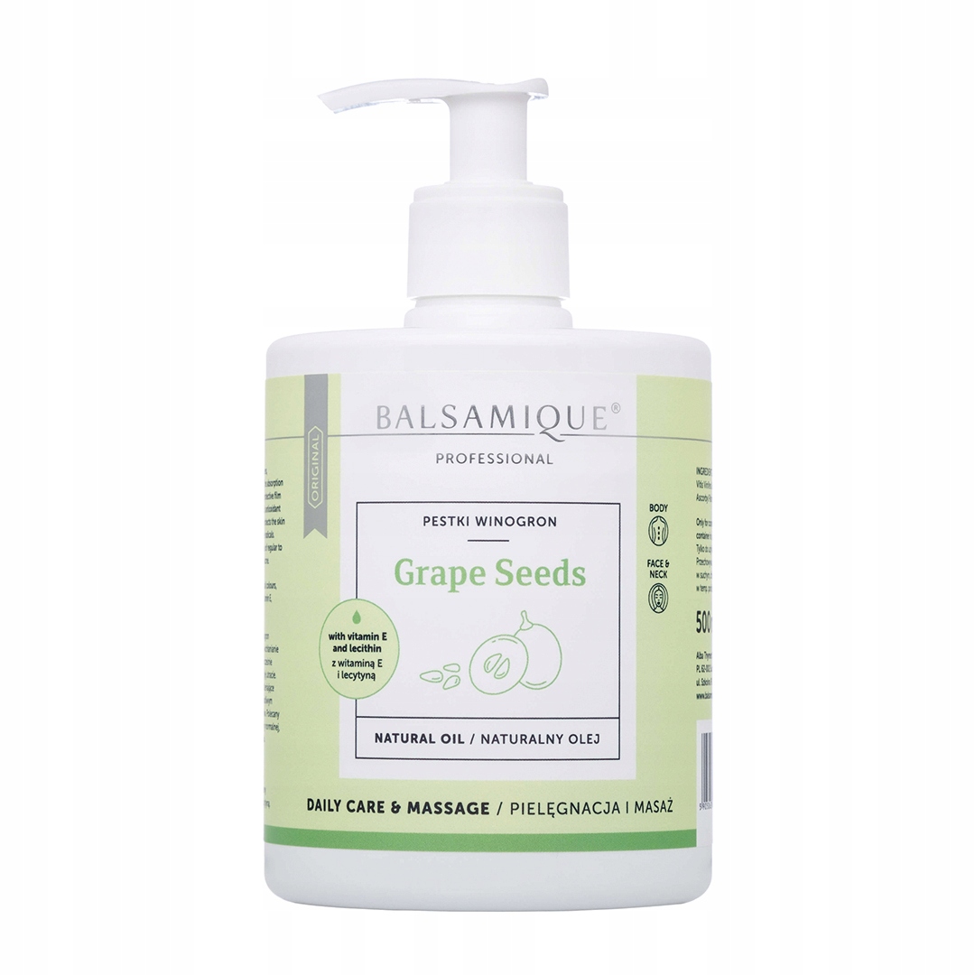 OLEJ Z PESTEK WINOGRON DO MASAŻU CIAŁA PIELIĘGNACJA I MASAŻ BALSAMIQUE 500