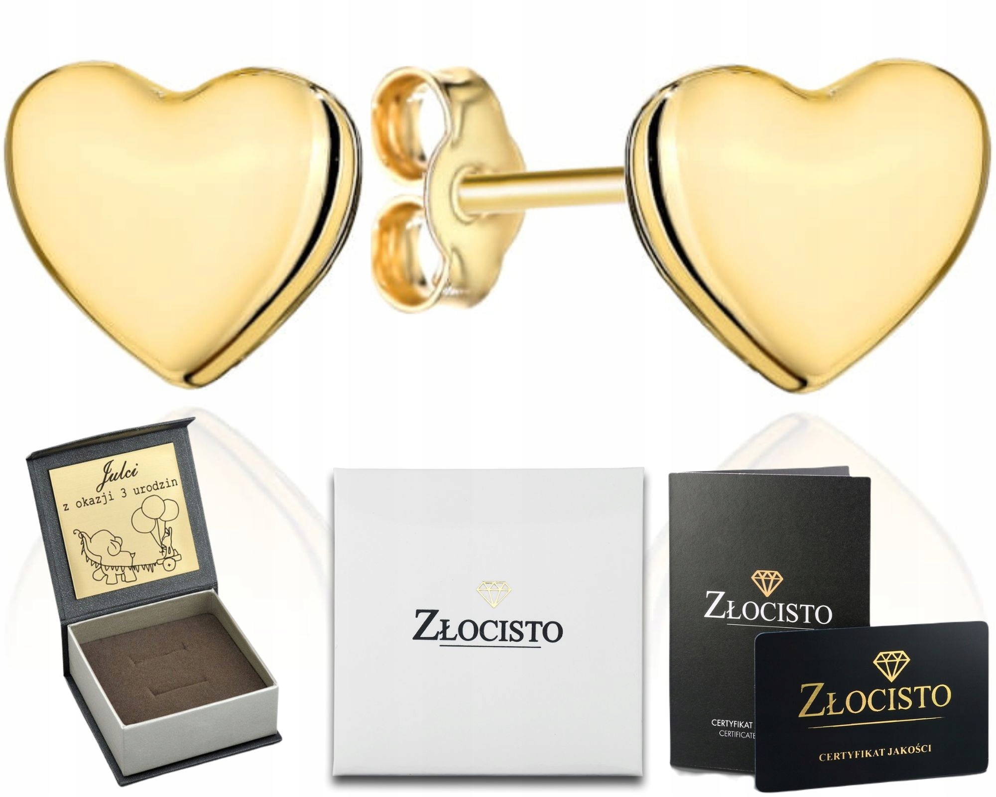 Hladké Náušnice S Vestavěným Srdíčkem Ryzost 585 , Dárek