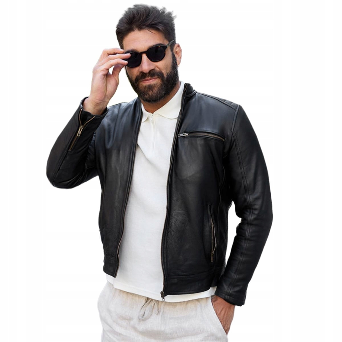 Pánská kožená hovězí bunda Lico premium, zateplená, černá Beltimore K01