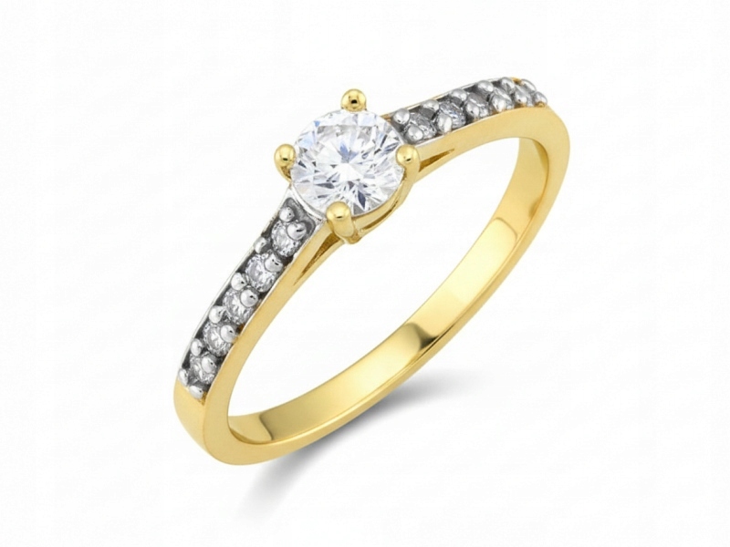 Prstýnek ze zlata 585 s kamínky 2,16 g, elegantní módní design 14 kt
