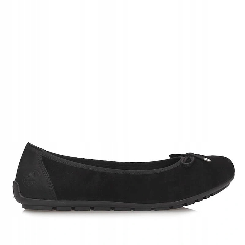 Balerinki damskie Rieker 43850-01 czarne wsuwane skórzane