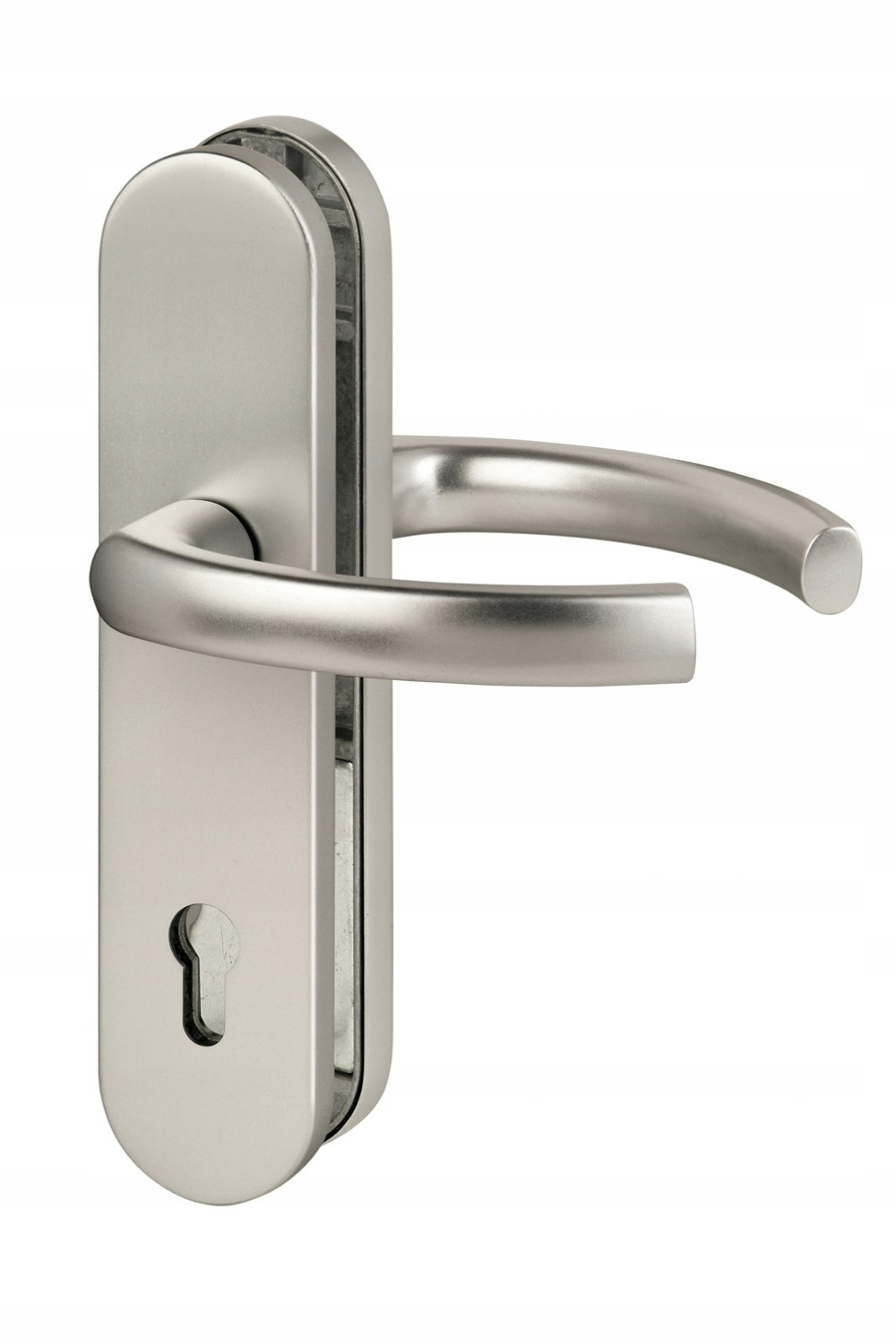 Protivlámacia kľučka pre vchodové dvere strieborná f1 rozteč 92 mm