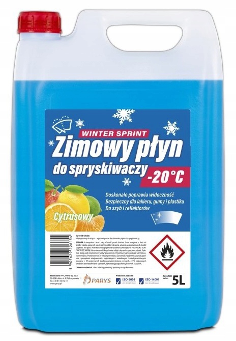 ZIMOWY PŁYN DO SPRYSKIWACZY 5L -20C CYTRUSOWY Producent Parys