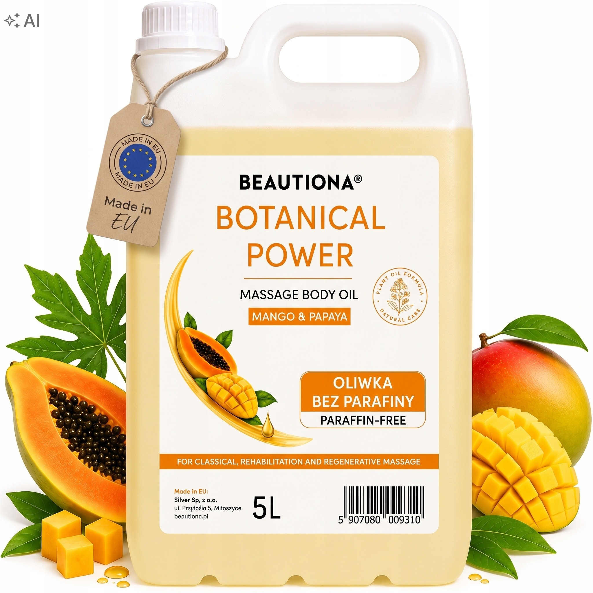 Olej na masáž Mango a Papája 5 l (bez parafínu) Botanical Power