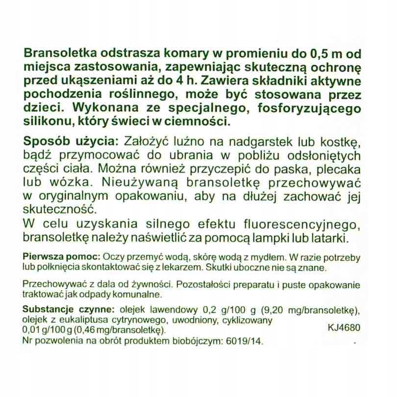 WODOODPORNA BRANSOLETKA NA KOMARY ŚWIECĄCA x 3 szt Producent Expel