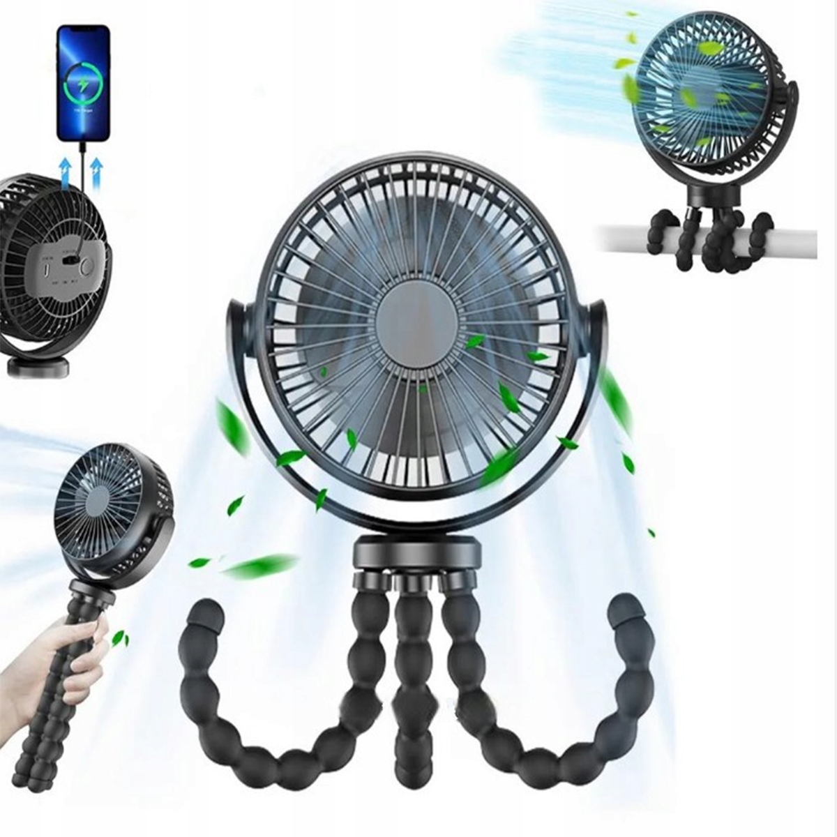 WENTYLATOR PRZENOŚNY WIATRAK Z FUNKCJĄ POWERBANK