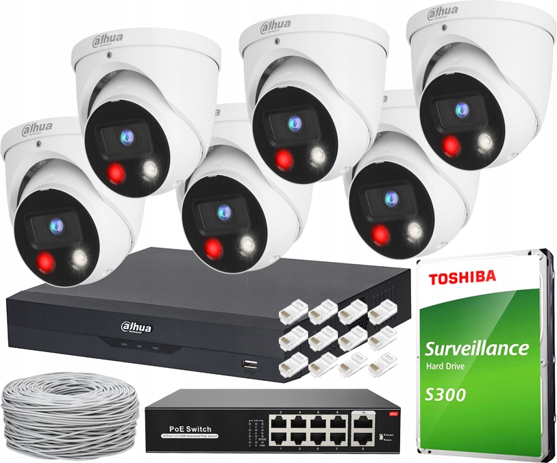 Set Monirotingu Ip 6X Dahua Wizsense 8MPX PoE Nahrávač NVR2104-S3 1TB