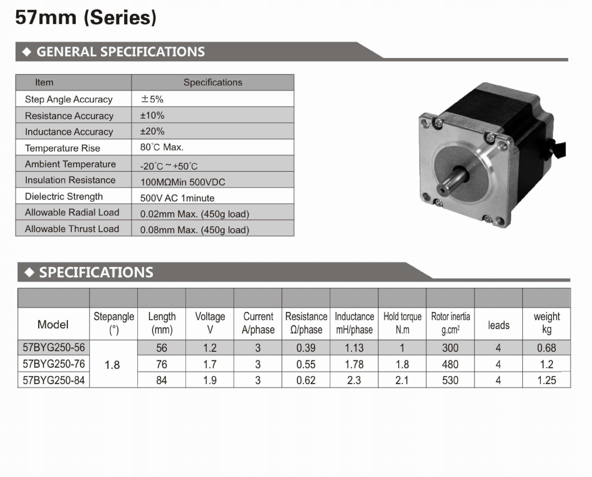 Silnik krokowy bipolarny 2,1Nm 3A 57BYG-84-3A Rodzaj silnika elektryczny