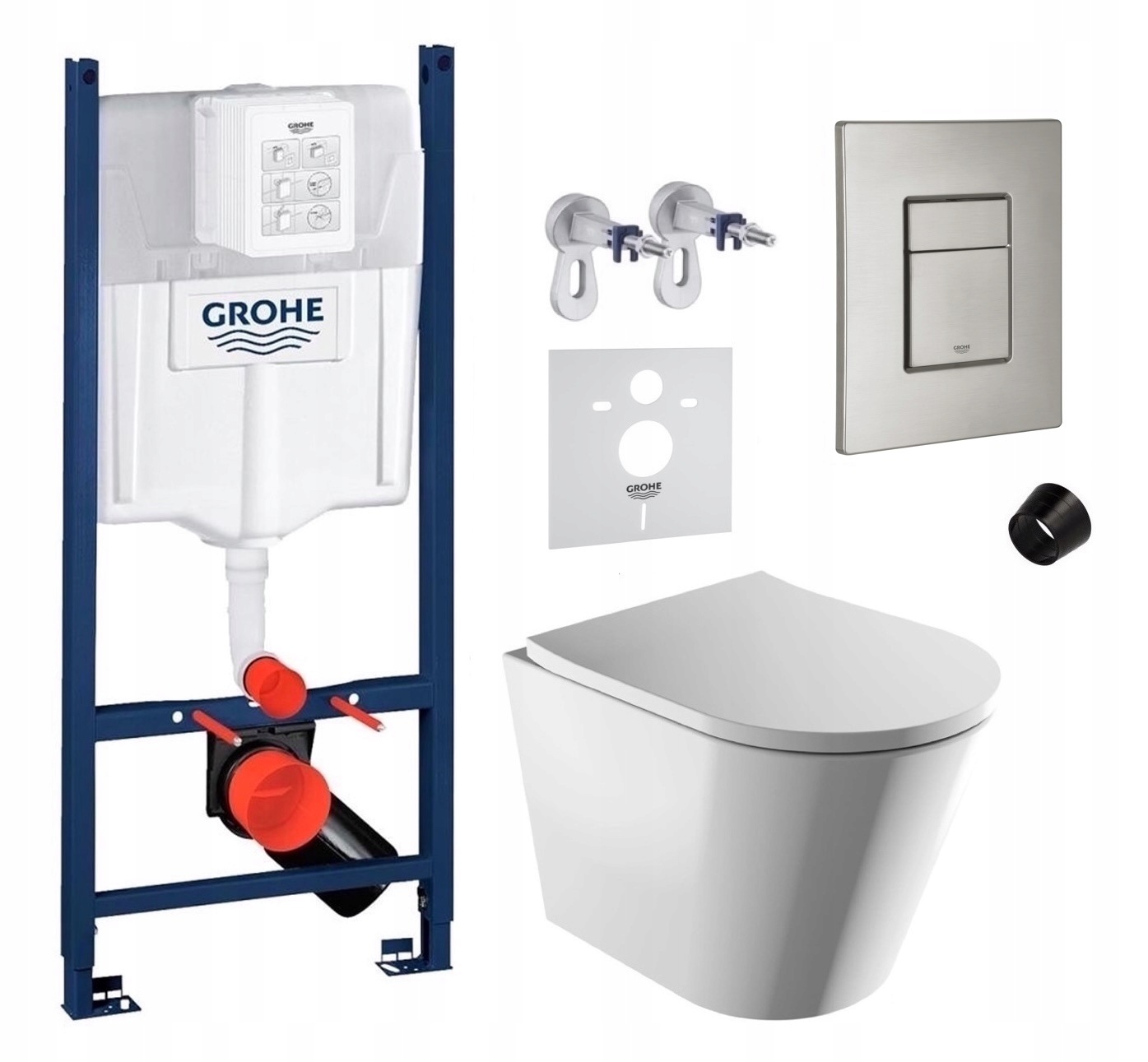 Sada Wc roštu Grohe Rapid s miskou Tampa s tlačidlom nerezová oceľ matná