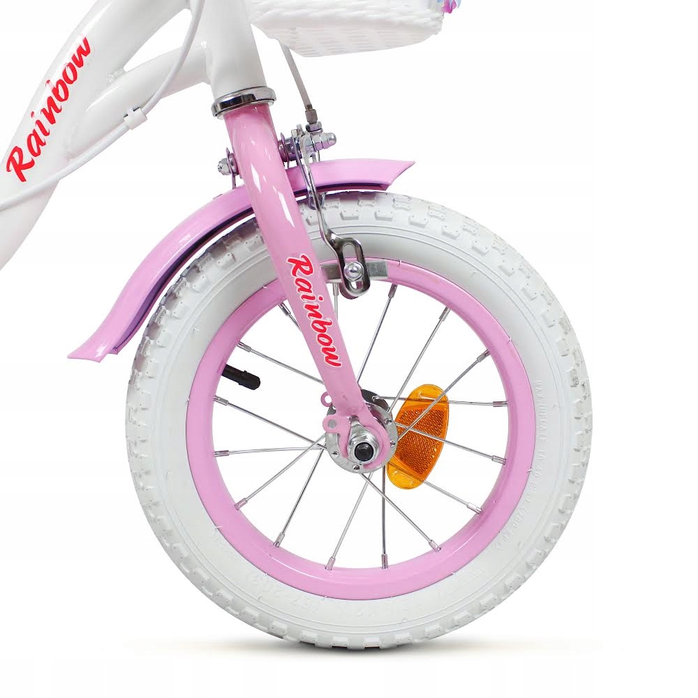 ROWEREK DZIECIĘCY ROWER DLA DZIEWCZYNKI BIAŁY 12 CALI KOSZYK PROWADNIK Model Rainbow 12 White