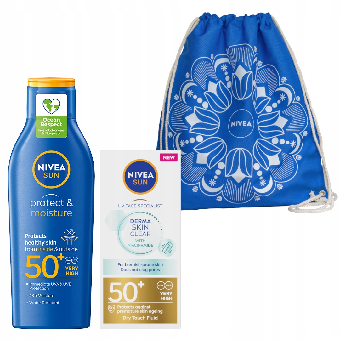 Nivea Sun Derma Skin Balzám na opalování Fluid na obličej SPF50+ Dárek