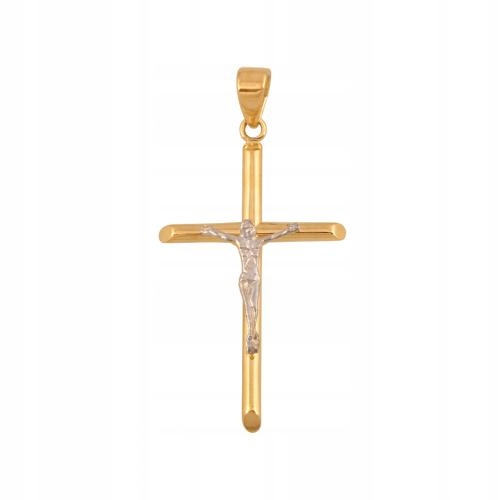 Zlatý křížek pr. 585 elegantní Bílé Zlato na křtiny přijímání s pašijkou