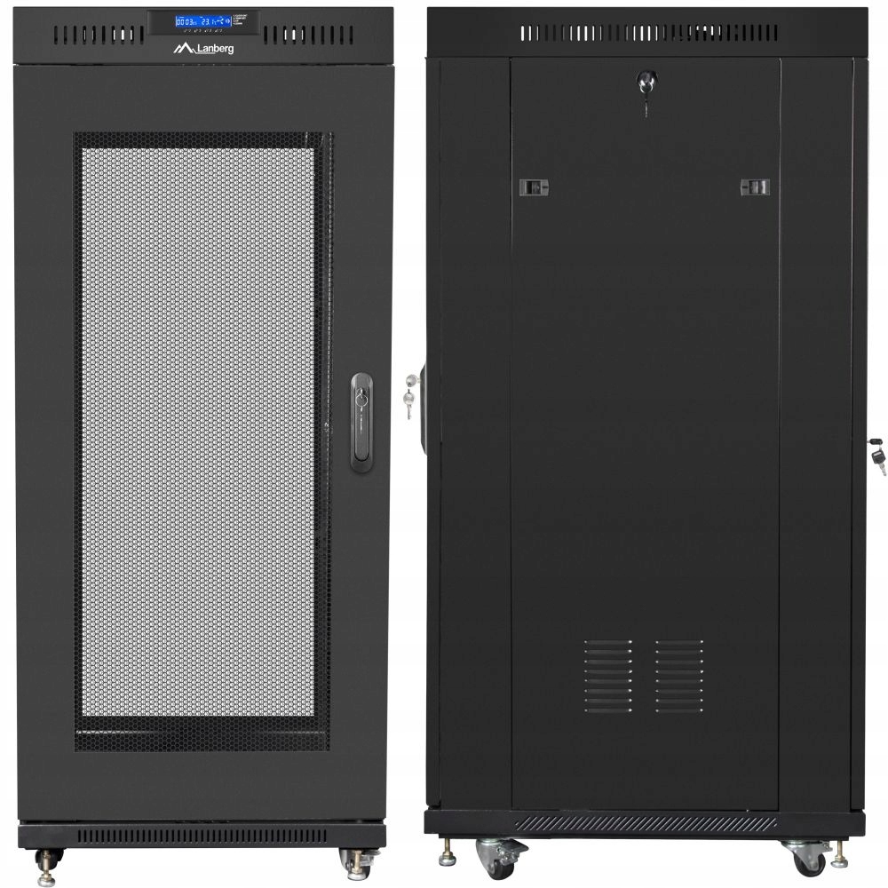 27U 600x800 Rack skriňa 19" perforovaná s LCD Lanberg