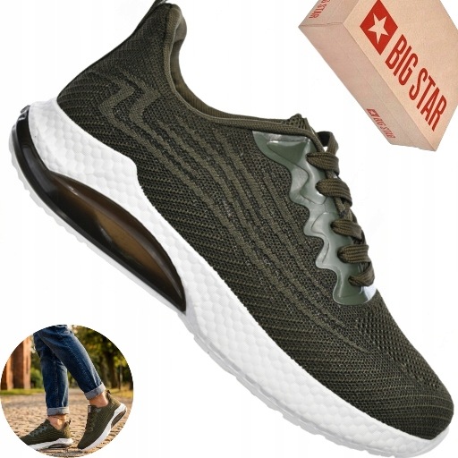 Pánské boty Big Star TT174148 zelené khaki tenisky sportovní síťované