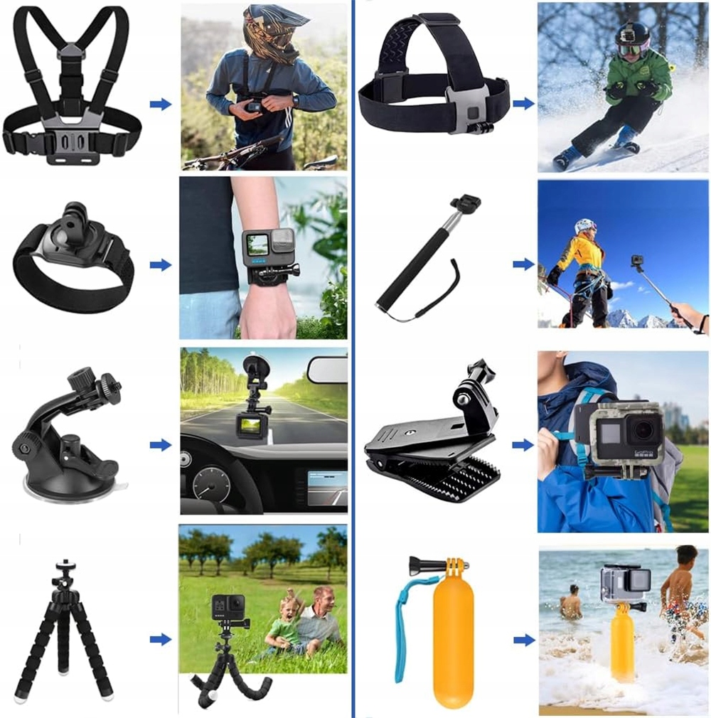 Sada Akcesoria Gopro Hero 10 9 8 7 6 5 4 GoPro Dji Postroj Kufr