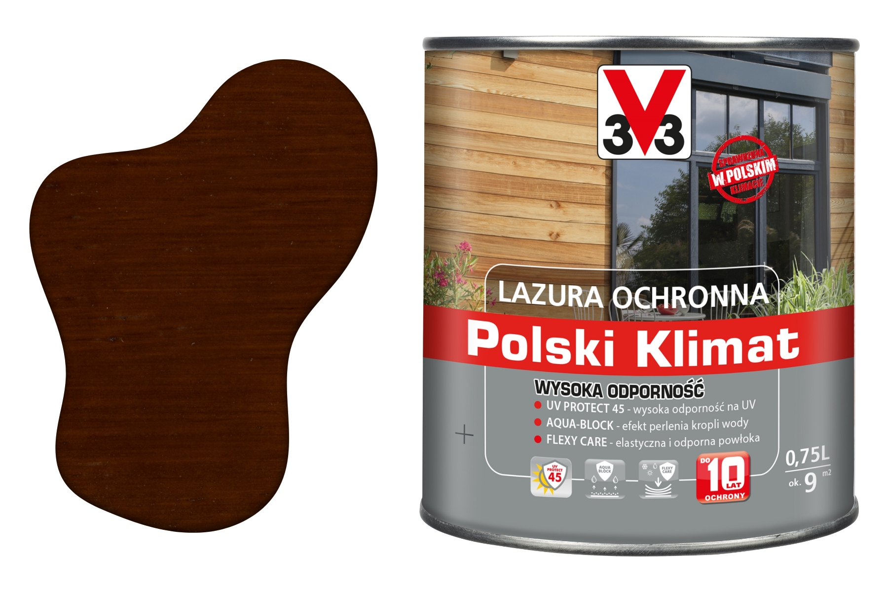 LAZURA OCHRONNA V33 POLSKI KLIMAT 10LAT 0,75L DĄB ZŁOCISTY