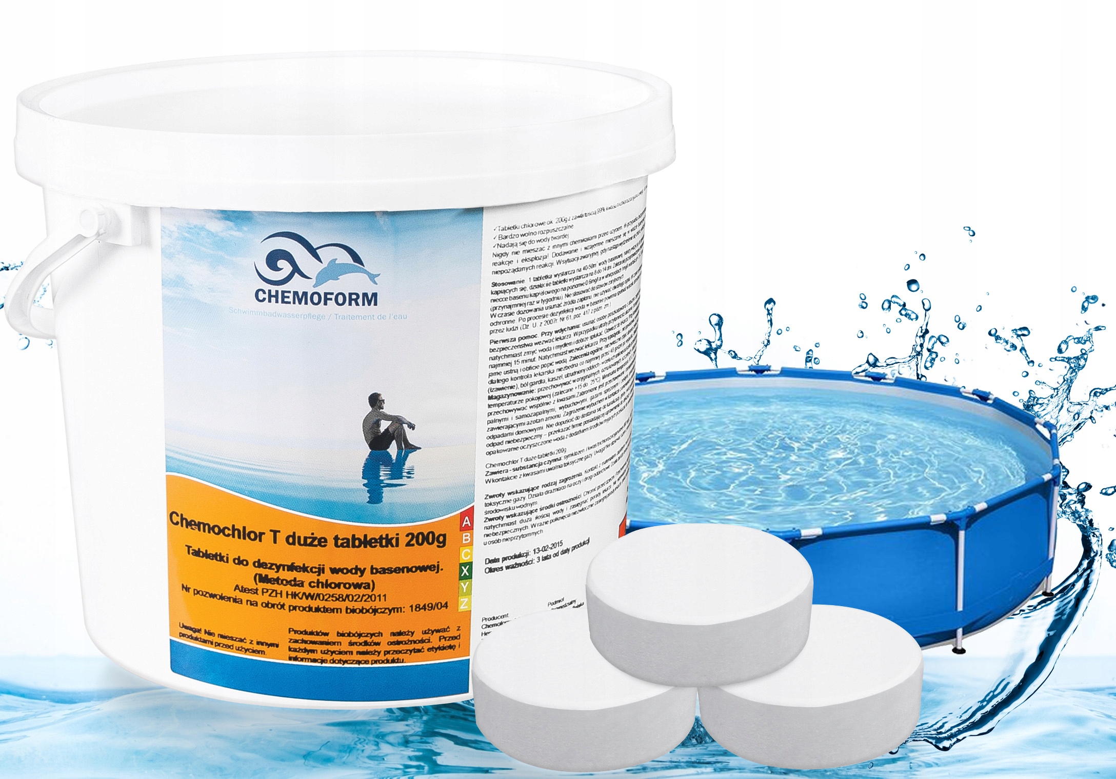 Chemo Chlor T Duże Stabilizowane Tabletki Chlorowe Basen Chemoform 200g 5kg