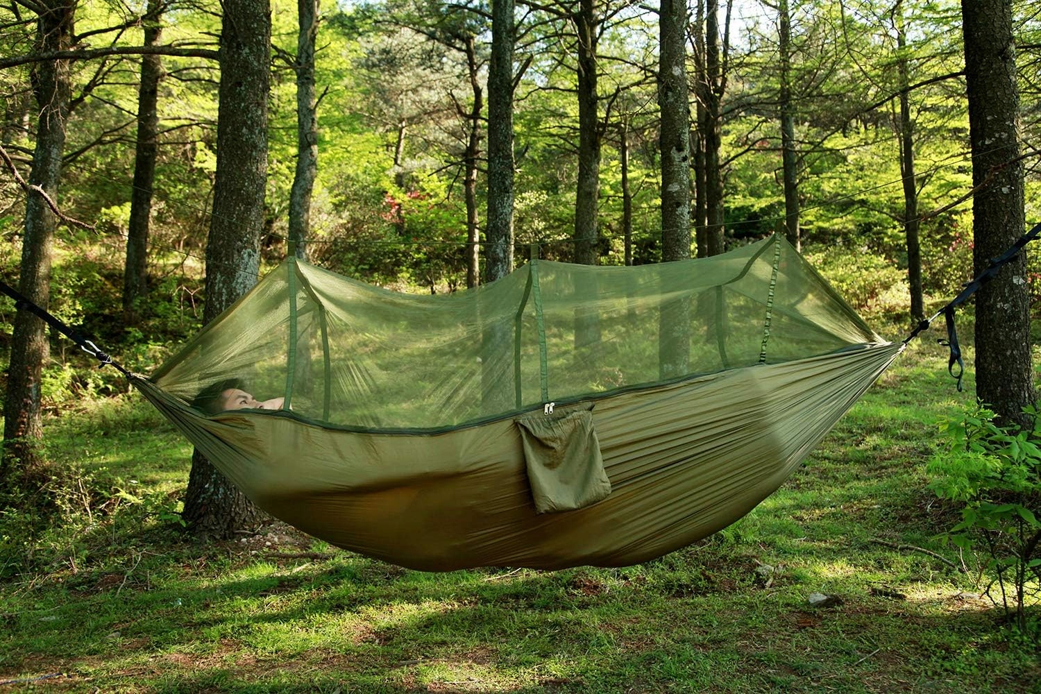 PRZEWIEWNY HAMAK KEMPINGOWY DO LASU MOSKITIERA Model 1
