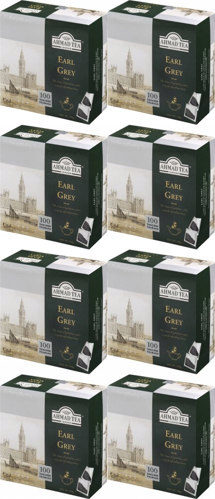 Earl Grey Ahmad Tea herbata czarna Black Tea 100 torebek Bez Zawieszki x8