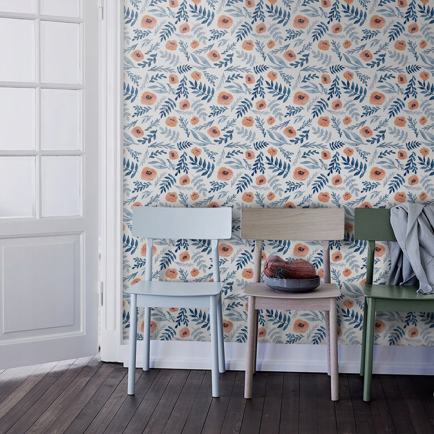 

Fototapeta Malowane kwiaty maku z liśćmi 250x250cm