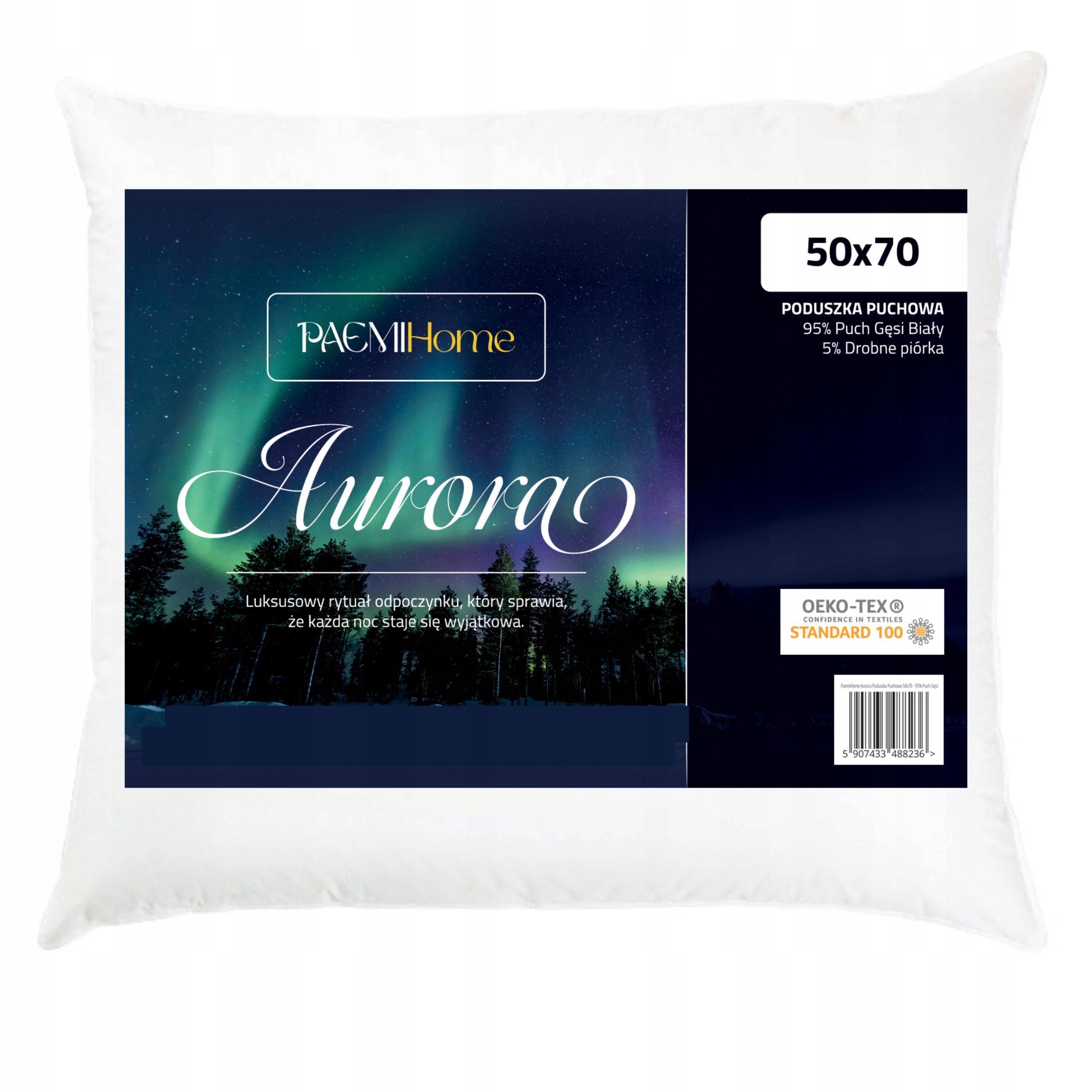 Puchový vankúš 50X70 Aurora z prírodného husieho páperia Biely 95%