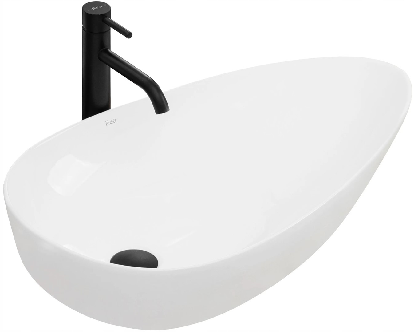 Umyvadlo na desku Rea Greta 75 cm Kolekce Slim Edge Glazované bílé