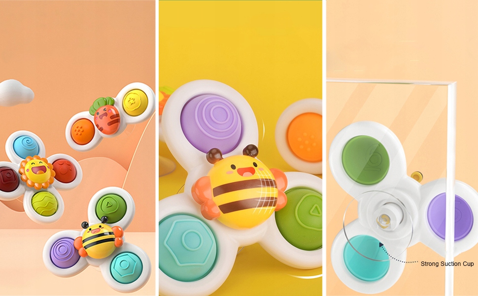 FIDGET SPINNER PRZYSSAWKA SENSORYCZNA KĄPIEL 3 SZT Stan opakowania oryginalne