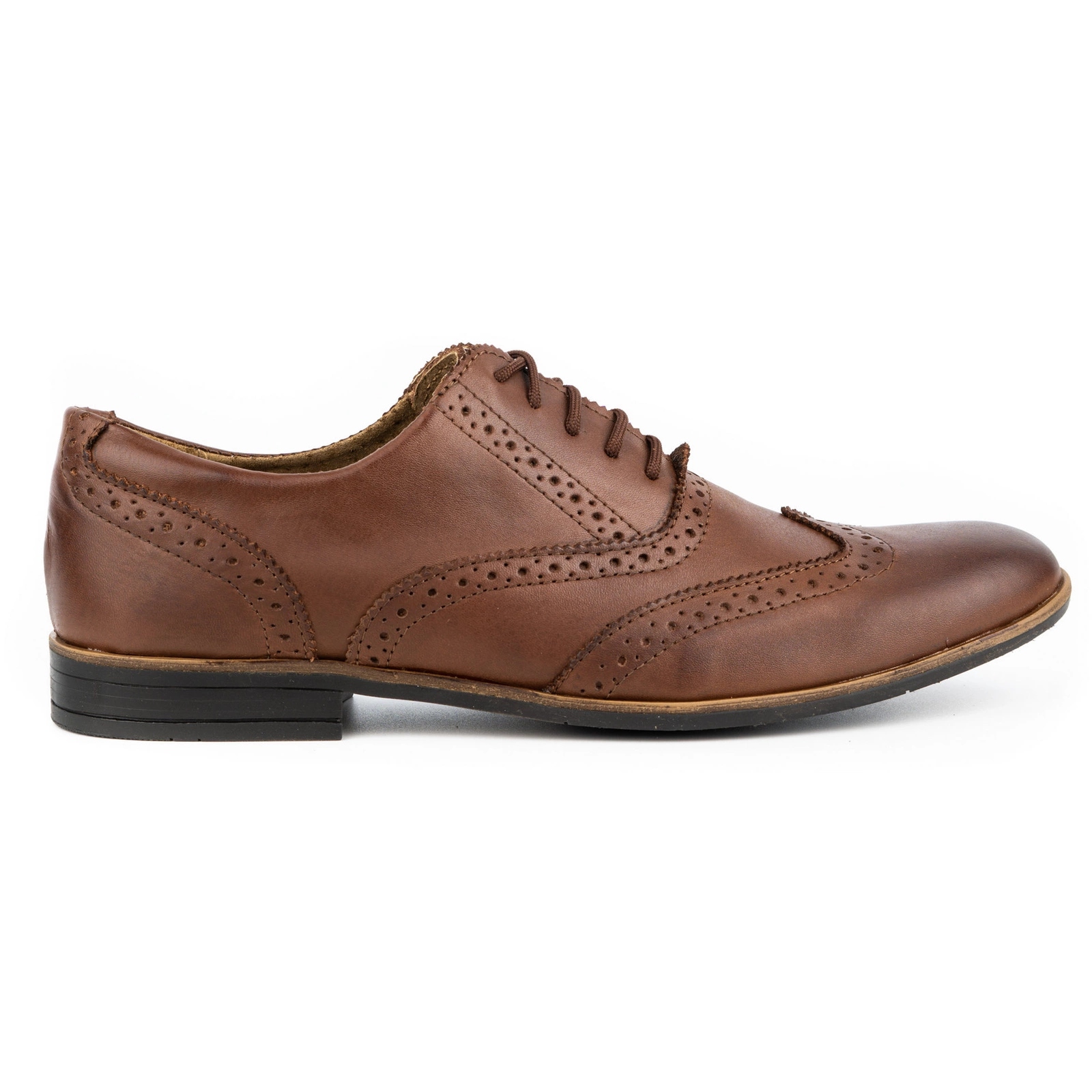 Pánské Návštěvní Elegantní Kožené Boty Polské Brogsy 306GT Hnědé 41