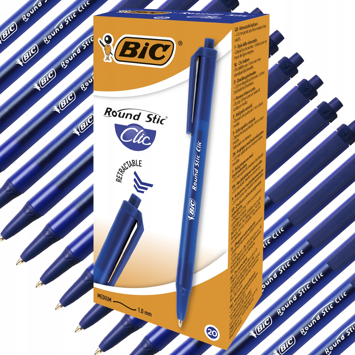 

Bic Round Stic CLIC Długopis Automat Niebieski X20