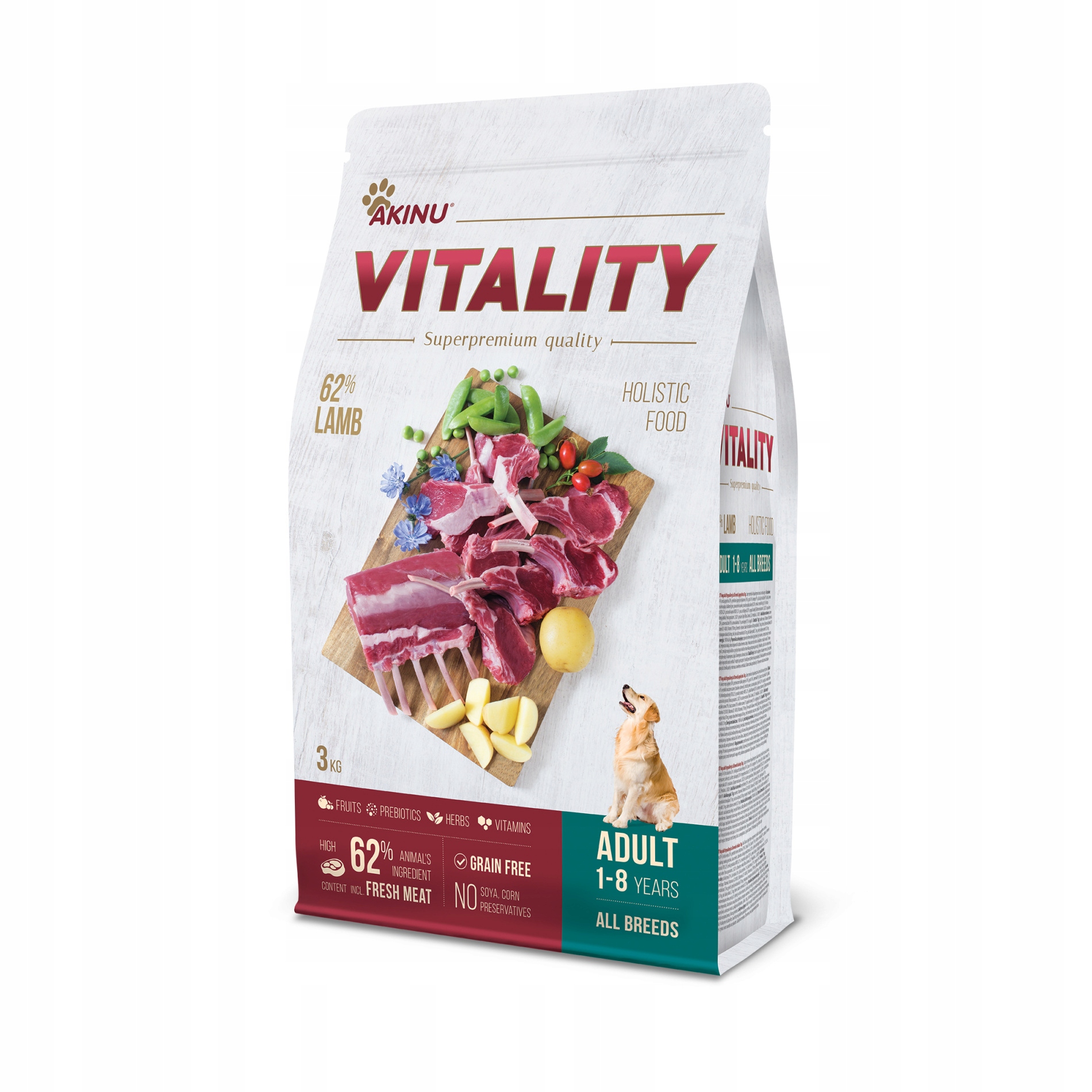Levně Akinu Vitality Jehněčí granule krmivo pro psy hypoalergenní 3 kg