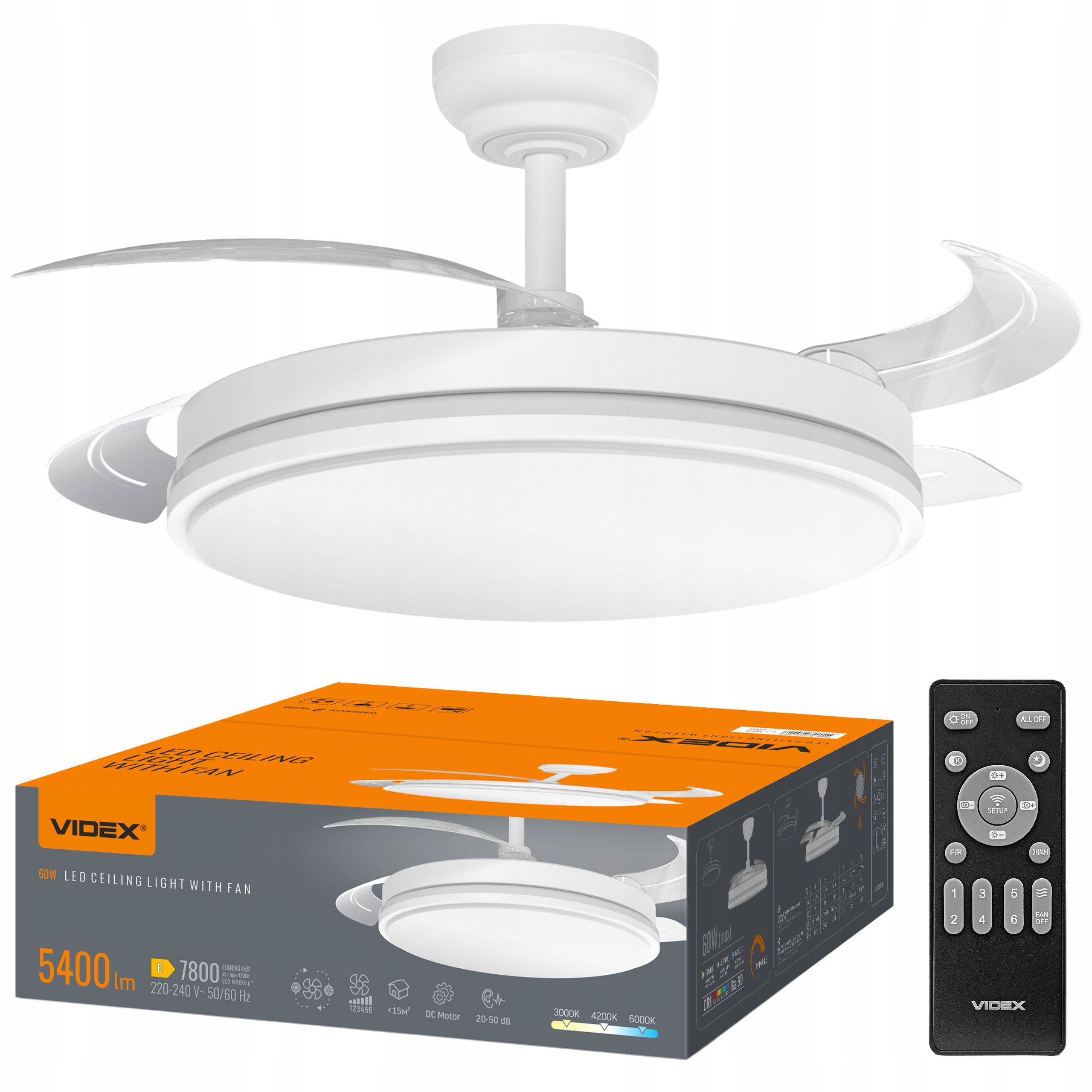 Lampa Sufitowa Led Z Wiatrakiem Wentylator Sufitowy Plafon 3 Barwy 106 cm