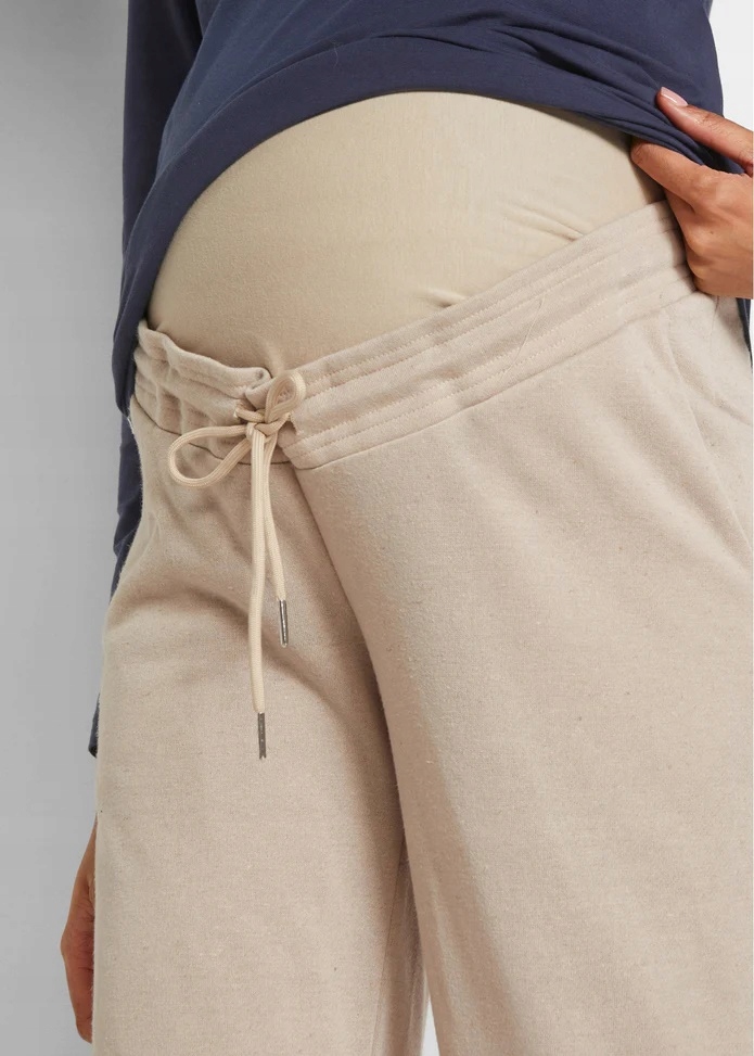 BA126 SPODNIE CIĄŻOWE Z ELASTYCZNĄ WSTAWKĄ DRESOWE 40/42 BEŻOWE Płeć kobieta