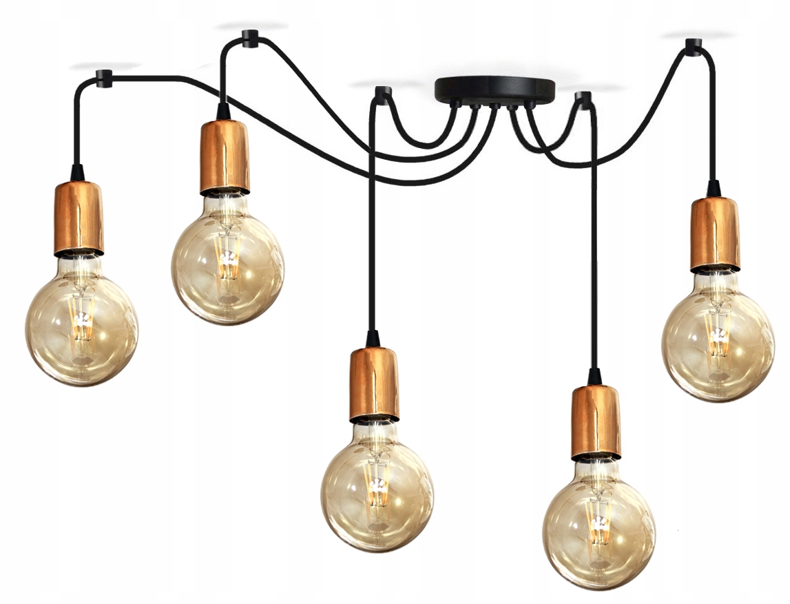 Závěsná Stropní Lampa Pavouk 5 Lustr Měď Led