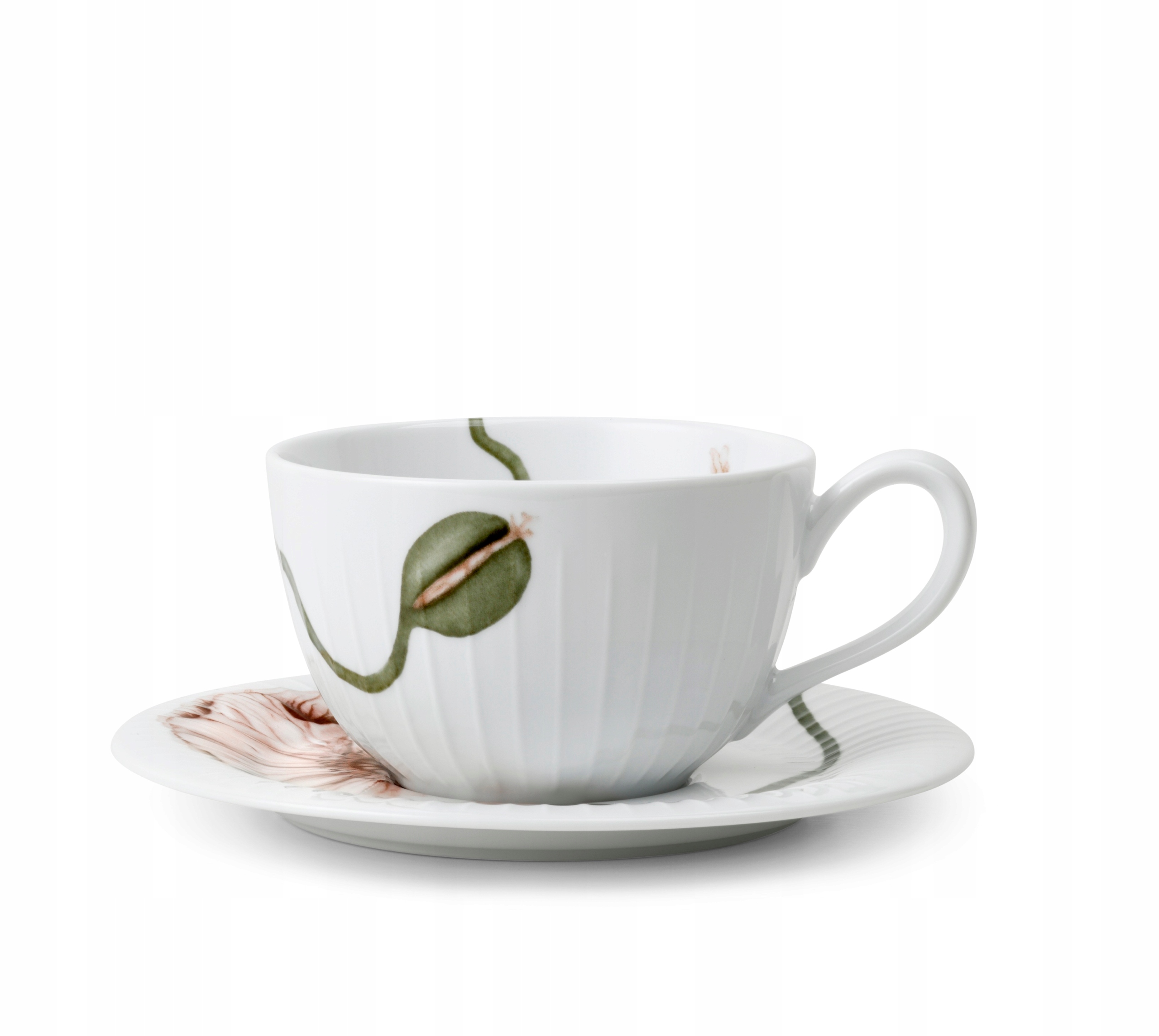 Kähler Hammershøi Poppy šálek s podšálkem 250 ml Bílá zdobená