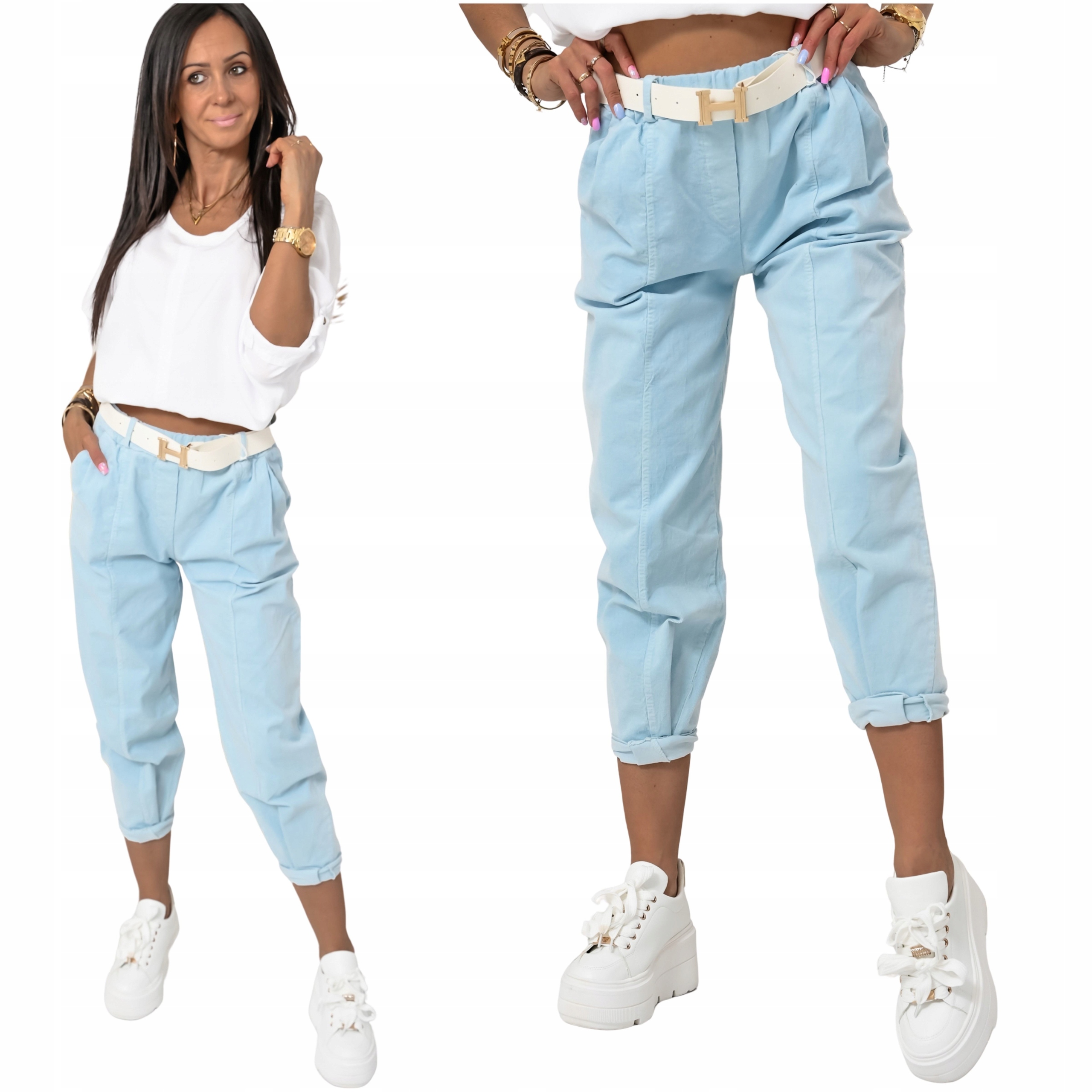 Modne Spodnie Sztruksowe Z Paskiem Amando! WZ.2